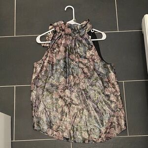 J. Crew Floral Sleeveless Blouse - Black, Pink, Green